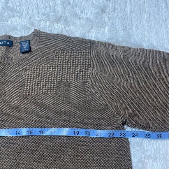 IZOD Sweater Mens Large Brown Pullover Merino Wool Blend Stretchy Crew Neck - Picture 5 of 8